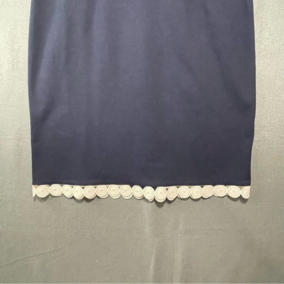 Talbots Navy Sheath Dress w Lace Trim Size 10 - Picture 2 of 9